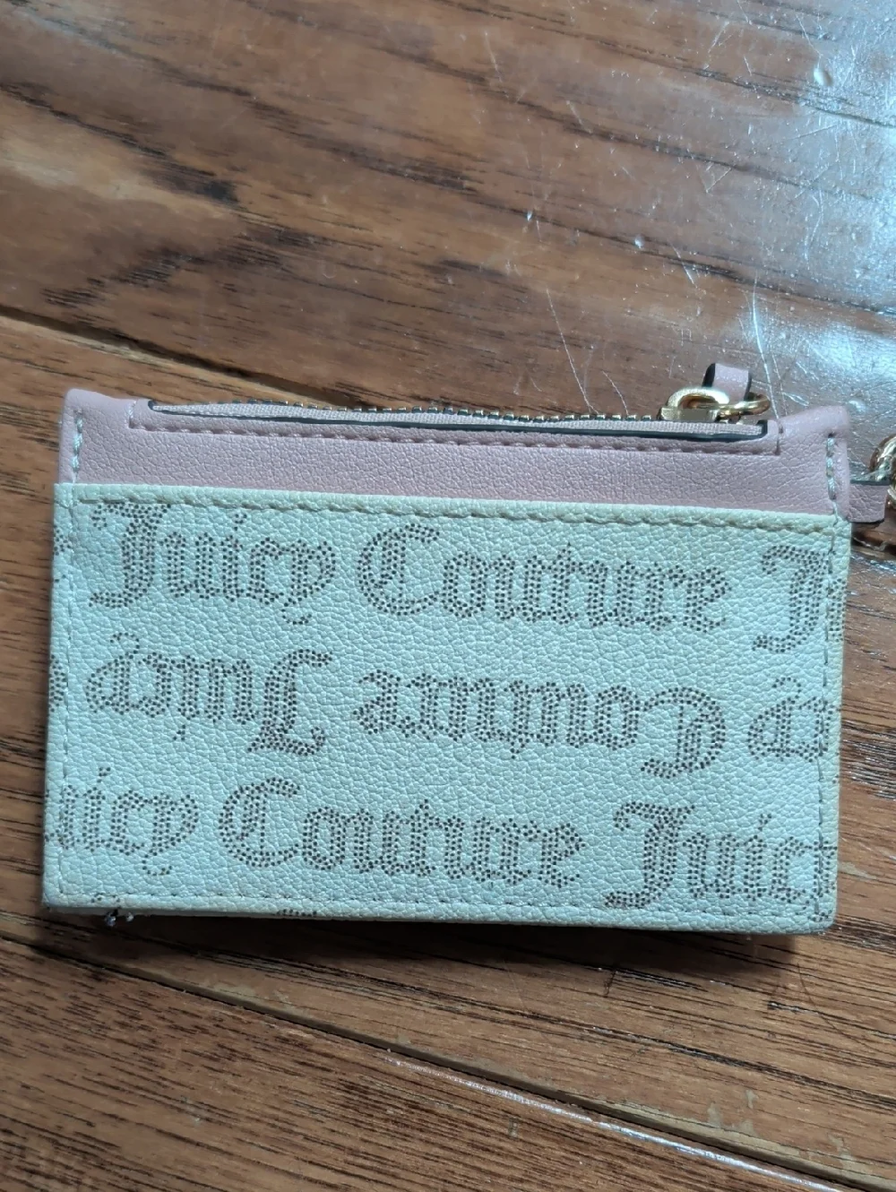 Juicy Couture Spring Fling Tab Pink Logo-Print Card Holder Keychain